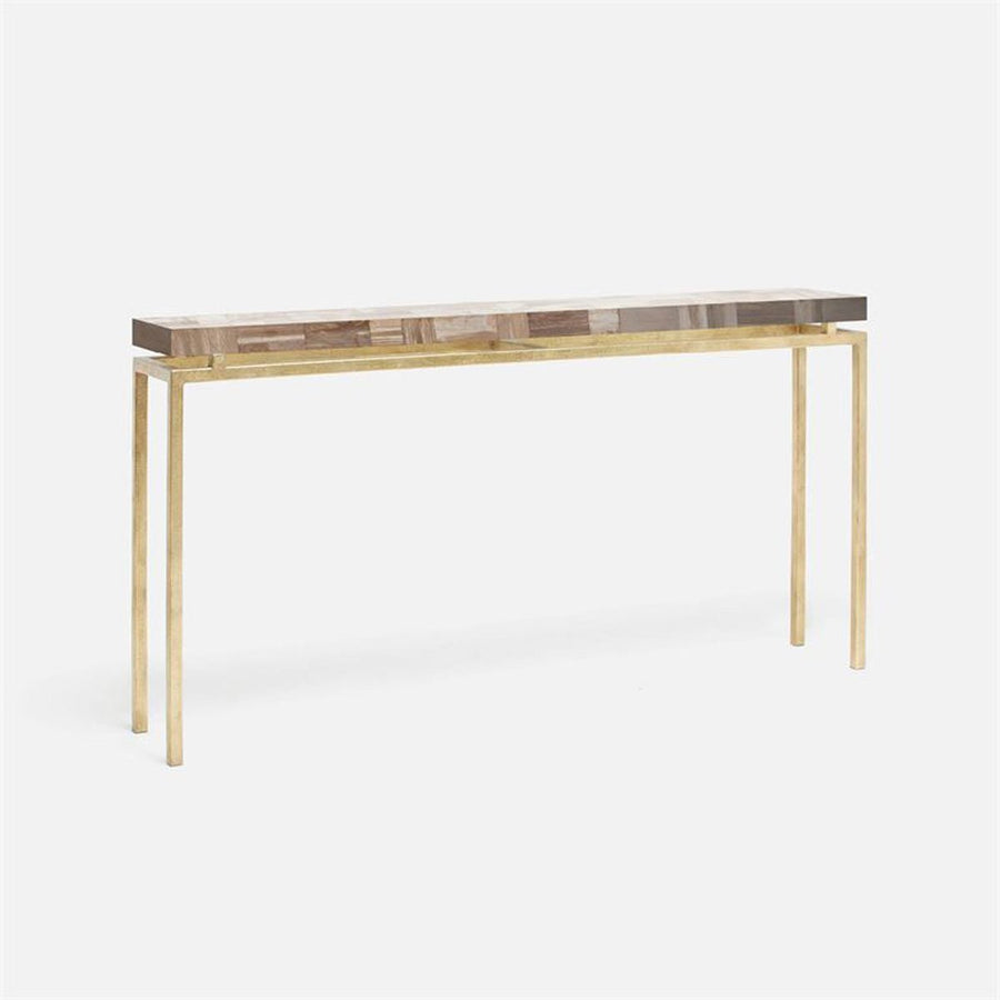 Made Goods Benjamin Floating Leg Console Table in Petrified Wood Top