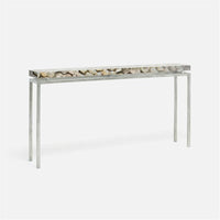 Made Goods Benjamin Floating Leg Console Table in Silver Mop Shell Top