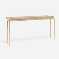 Made Goods Benjamin Floating Leg Console Table in Beige Crystal Stone Top