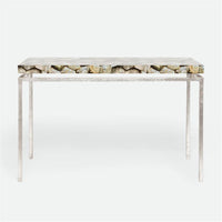 Made Goods Benjamin Floating Leg Console Table in Silver Mop Shell Top
