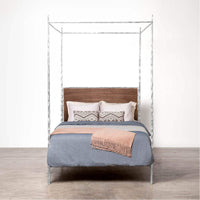 Made Goods Brennan Short Textured Canopy Bed in Beige Crystal Stone