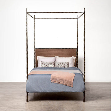 Made Goods Brennan Tall Textured Canopy Bed in Volta Fabric