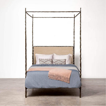 Made Goods Brennan Tall Textured Canopy Bed in Ettrick Cotton Jute