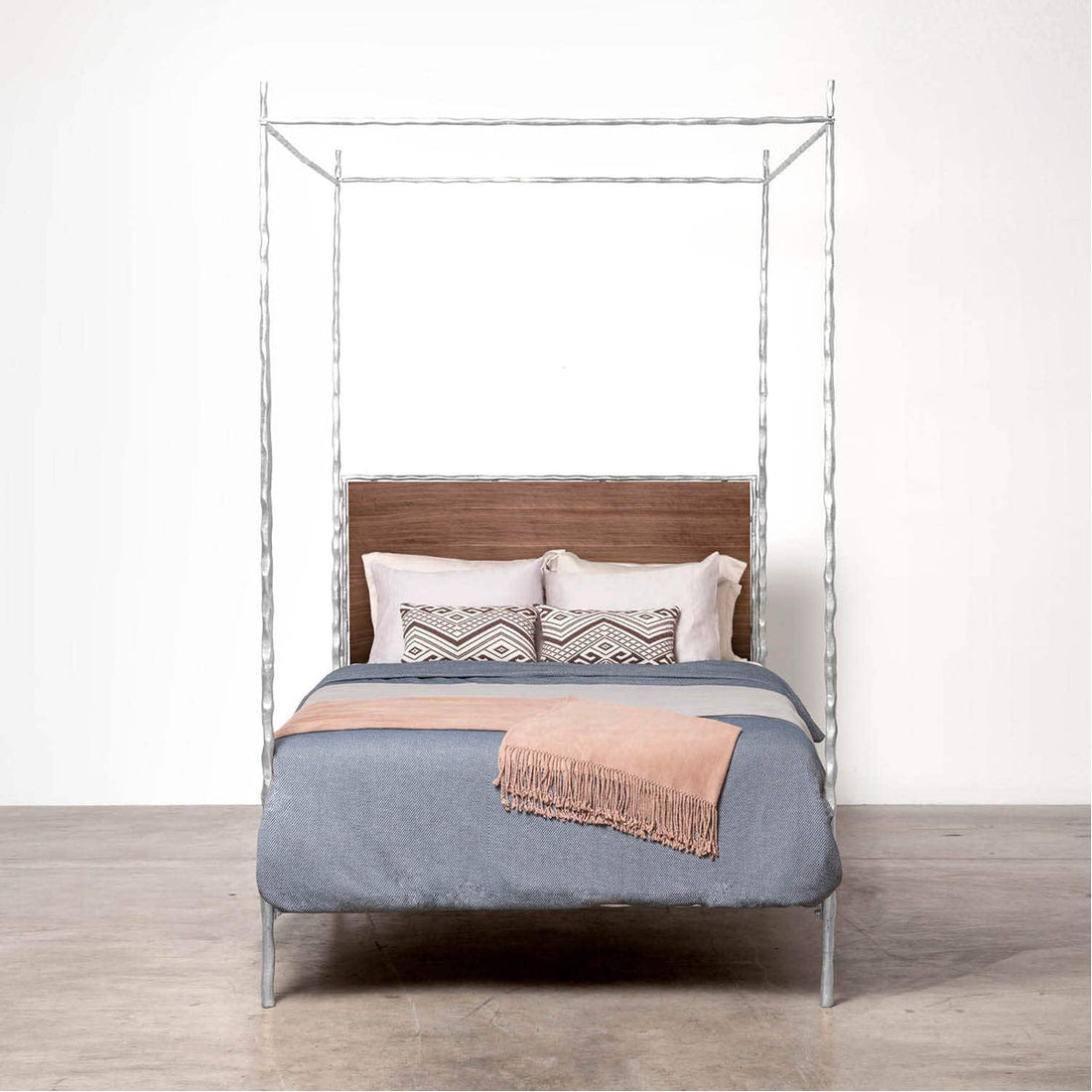 Made Goods Brennan Tall Textured Canopy Bed in Mondego Cotton Jute
