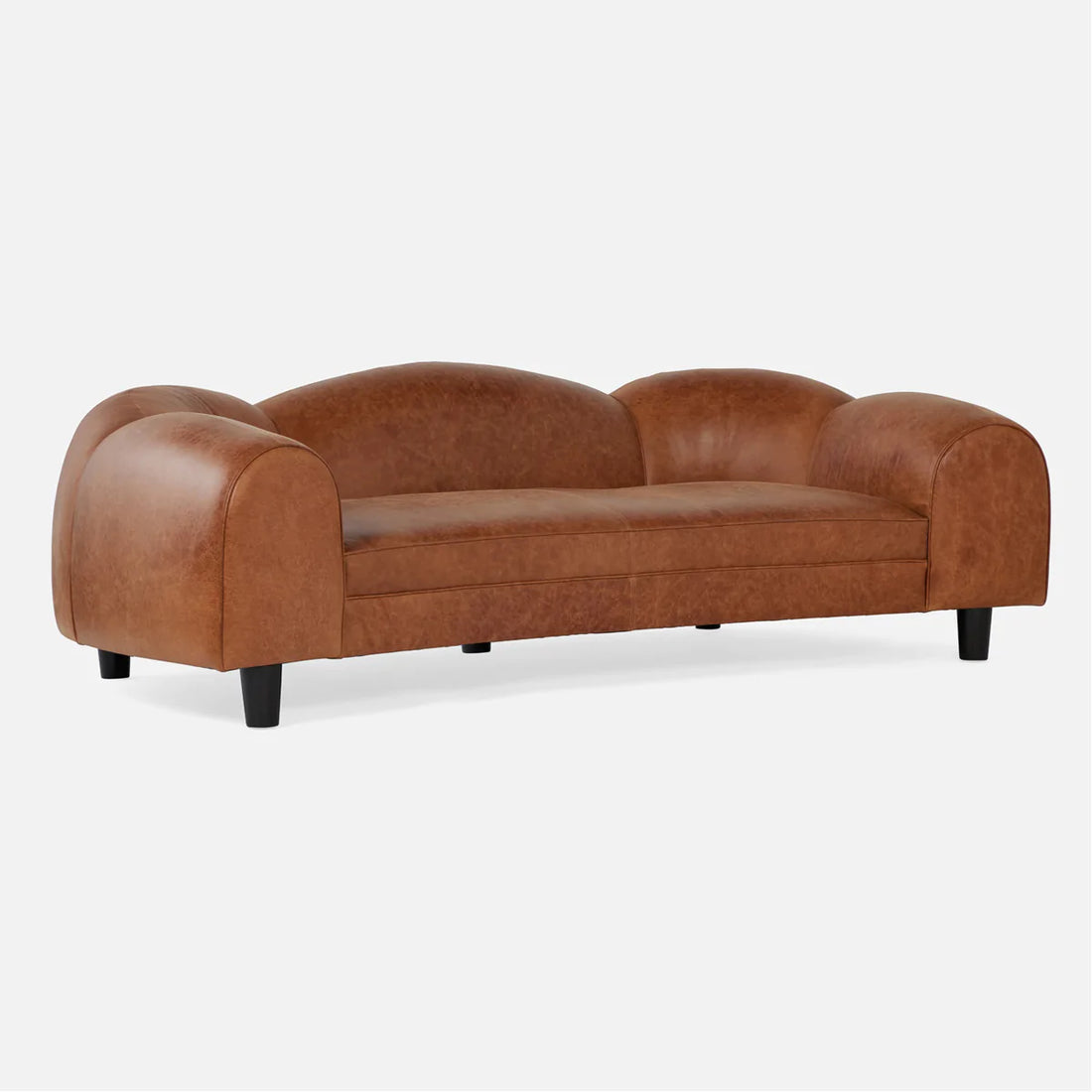 Made Goods Caldwell Scalloped Leather Sofa in Clyde Fabric