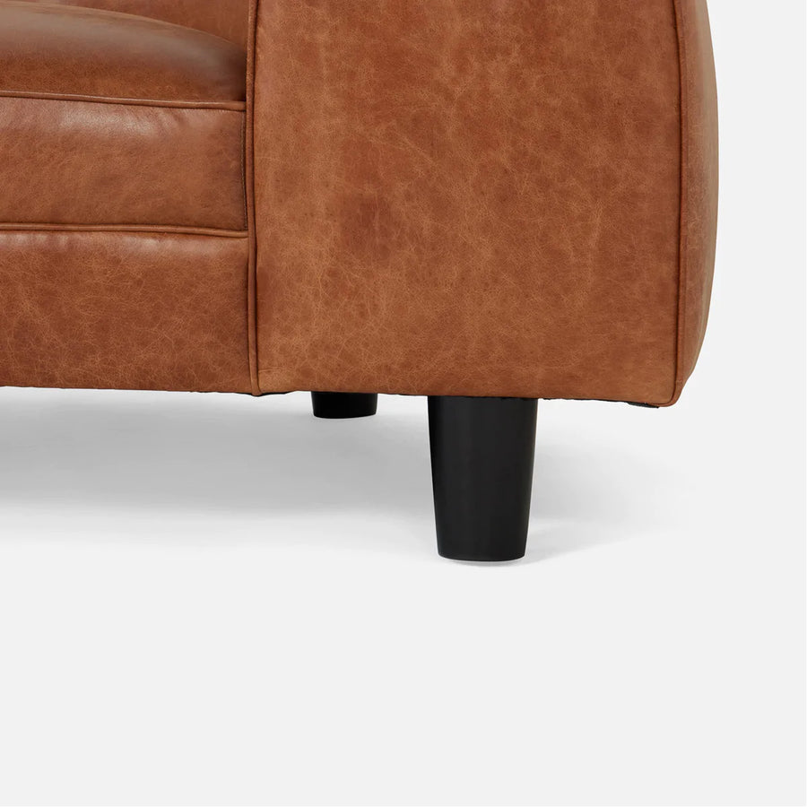 Made Goods Caldwell Scalloped Leather Sofa in Clyde Fabric