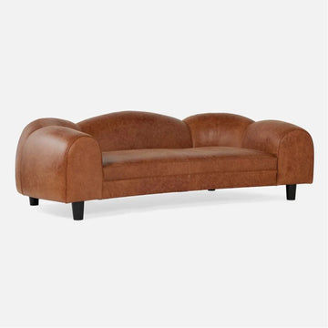 Made Goods Caldwell Scalloped Leather Sofa, Weser Fabric