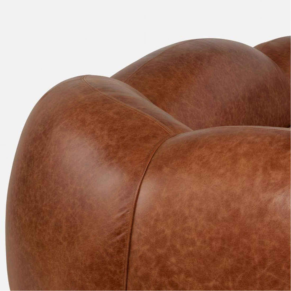 Made Goods Caldwell Scalloped Sofa in Rhone Full-Grain Leather