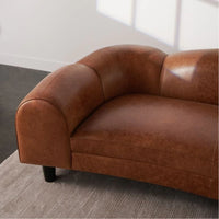 Made Goods Caldwell Scalloped Leather Sofa, Alsek Fabric