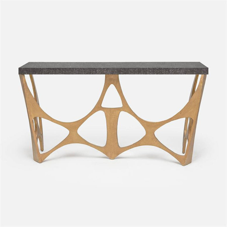 Made Goods Calloway Modernist Faux Linen Top Console Table
