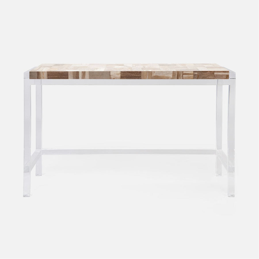 Made Goods Cassian Acrylic Console Table with Petrified Wood Top