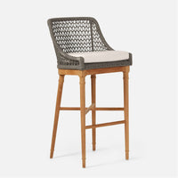 Made Goods Chadwick Woven Rope Outdoor Bar Stool in Volta Fabric