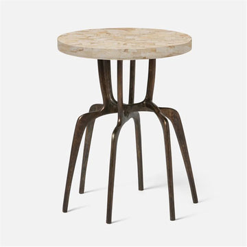Made Goods Cyrano Metal Accent Table in Stone