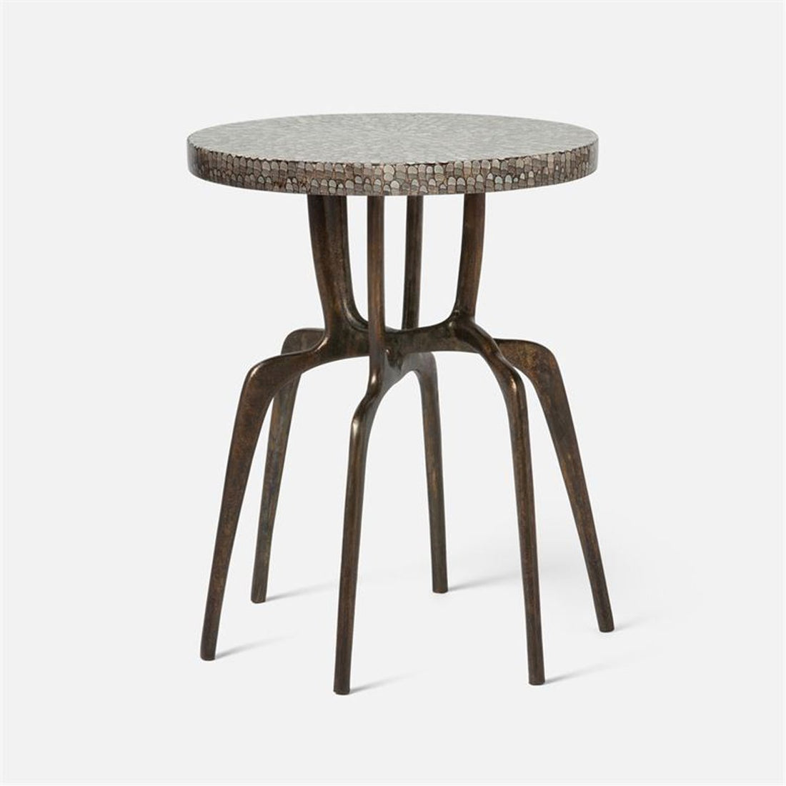 Made Goods Cyrano Metal Accent Table in Shell