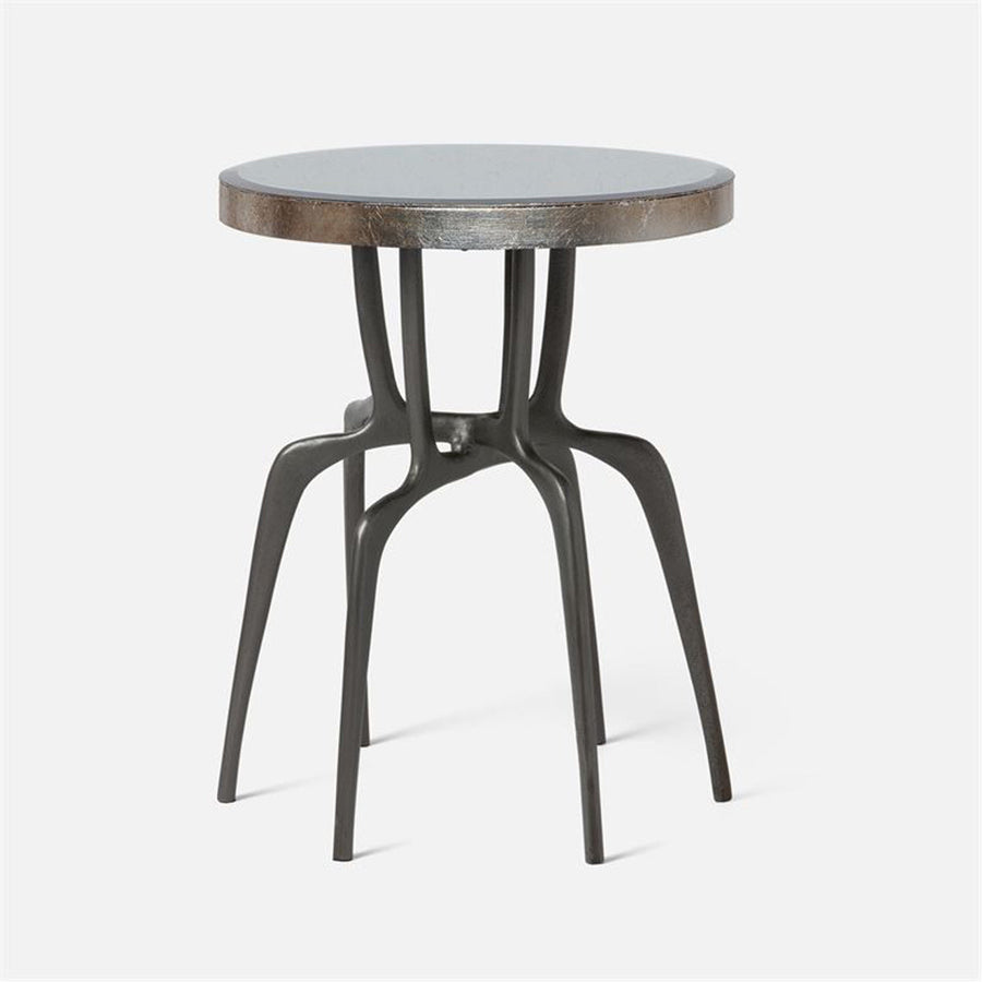 Made Goods Cyrano Metal Accent Table in Black Pen Shell/White Resin