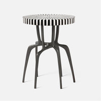 Made Goods Cyrano Metal Accent Table in Black/White Striped Marble