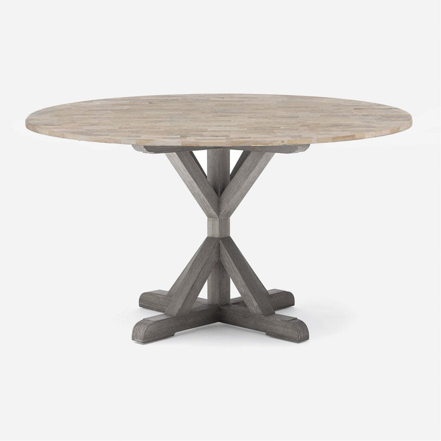 Made Goods Dane Round Farm Dining Table in Warm Gray Marble
