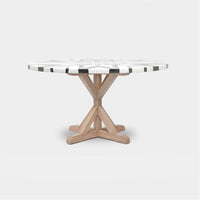 Made Goods Dane Round Farm Dining Table in Black/White Striped Marble