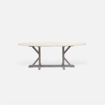 Made Goods Dane Oval Farm Dining Table in Faux Shagreen