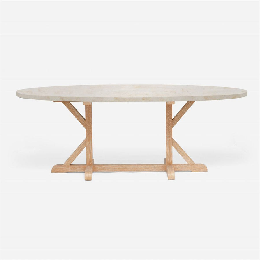 Made Goods Dane Oval Farm Dining Table in Stone
