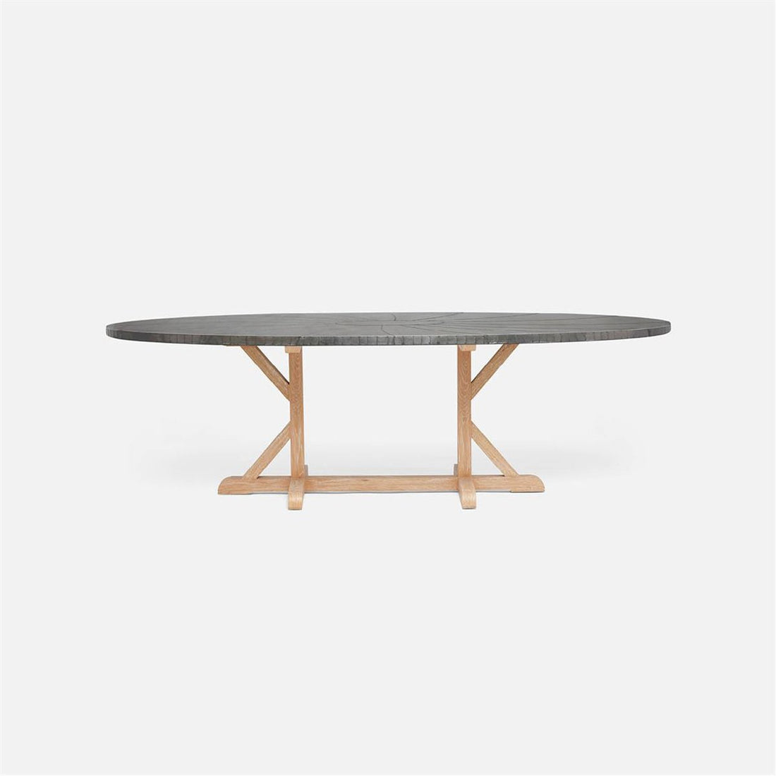 Made Goods Dane Oval Farm Dining Table in Zinc Metal