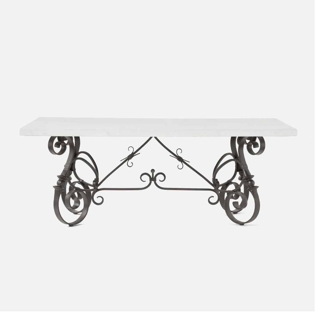 Made Goods Dion Outdoor Dining Table with Curlicue Metal Base
