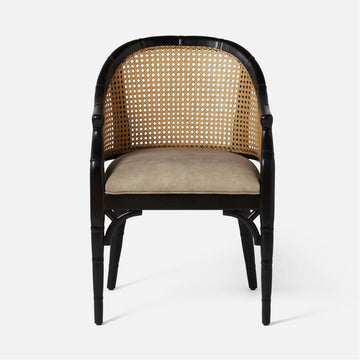 Made Goods Elena Cane-Back Barrel Dining Chair in Black