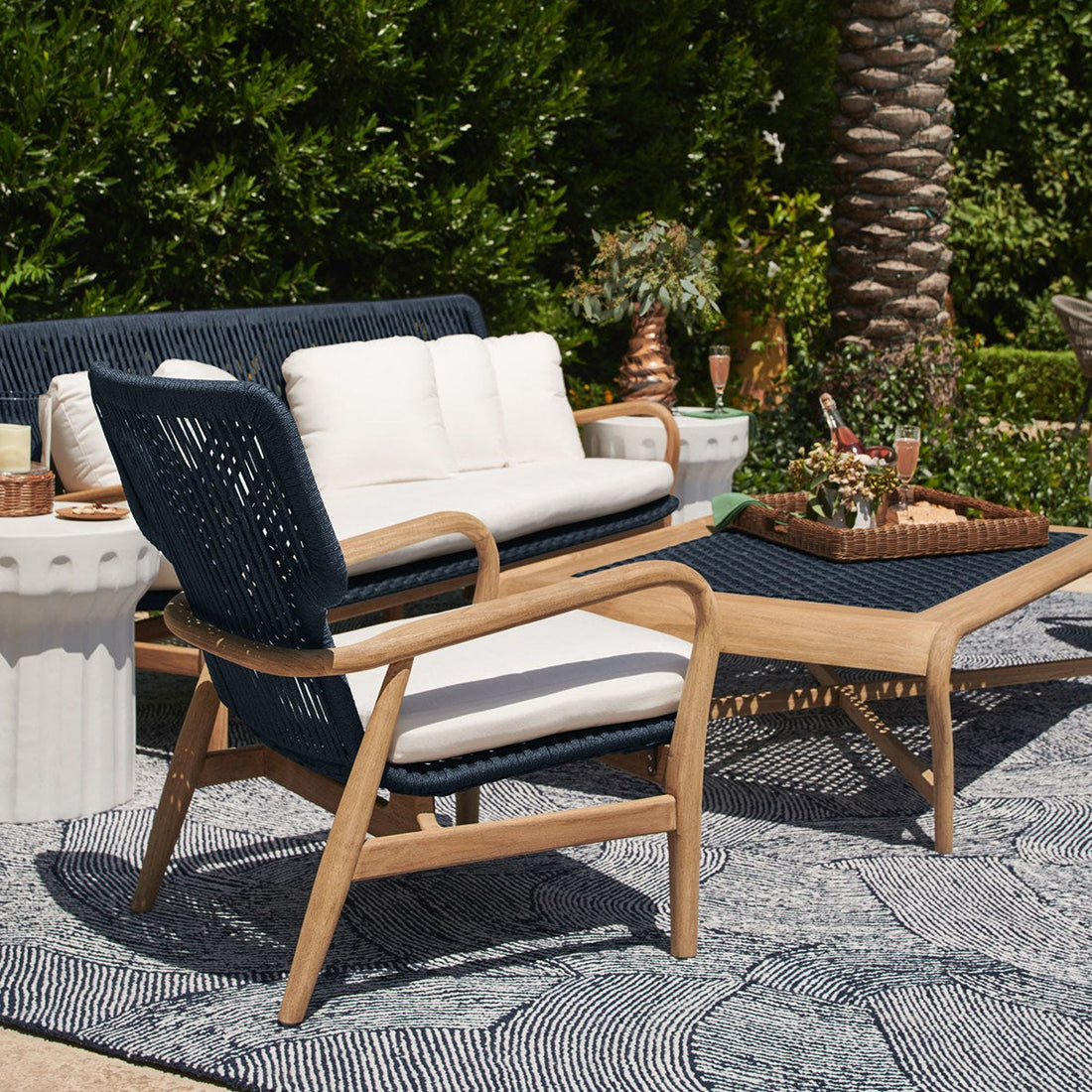 Made Goods Garrison Outdoor Lounge Chair in Weser Fabric