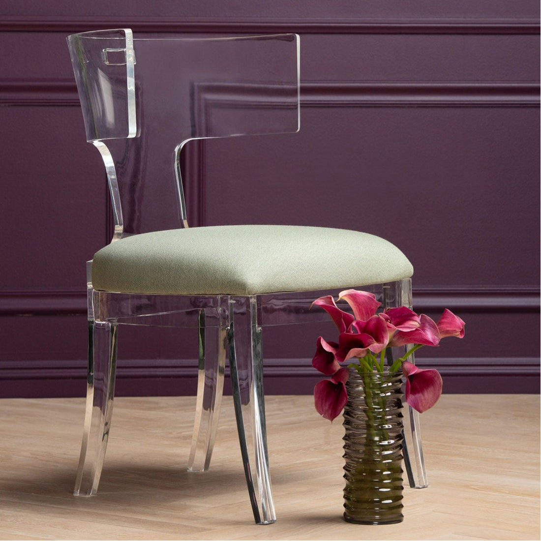 Made Goods Gibson Acrylic Wingback Dining Chair in Weser Fabric