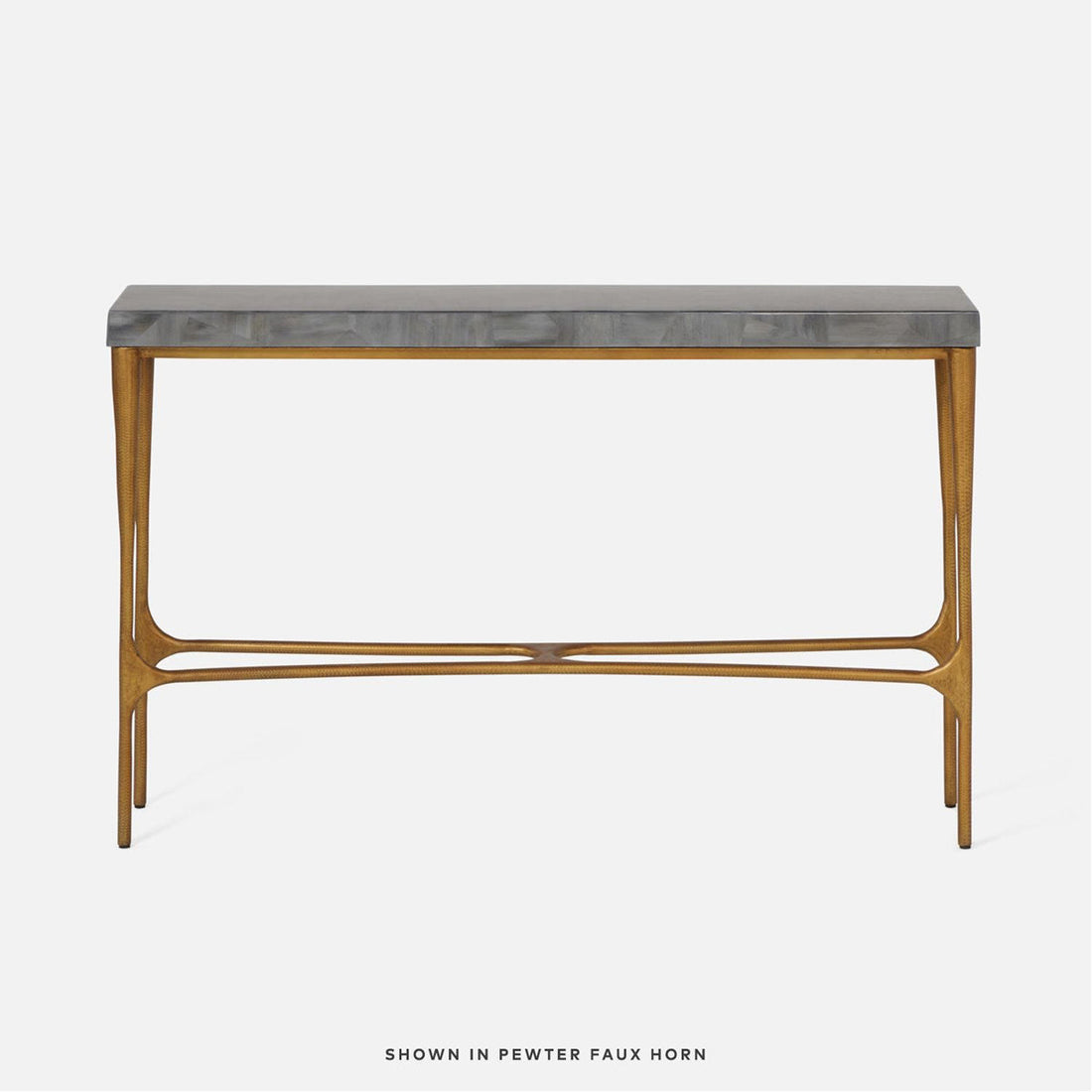 Made Goods Giordano Sculptural Console Table in Beige Crystal Stone