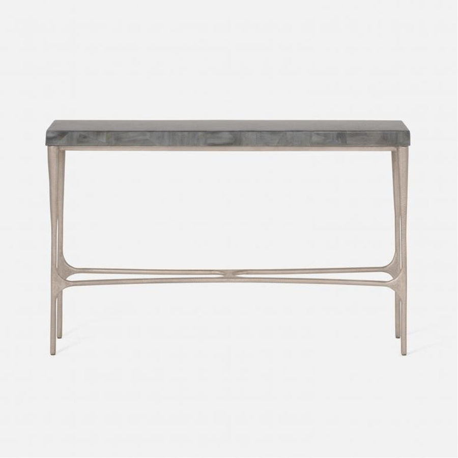 Made Goods Giordano Sculptural Console Table in Beige Crystal Stone