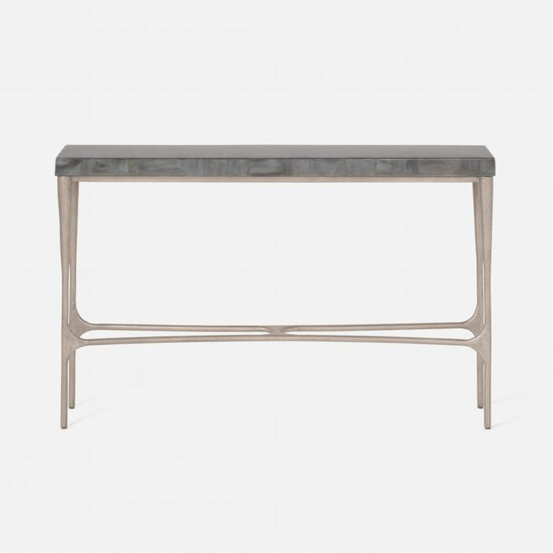 Made Goods Giordano Sculptural Console Table in Charcoal Faux Linen
