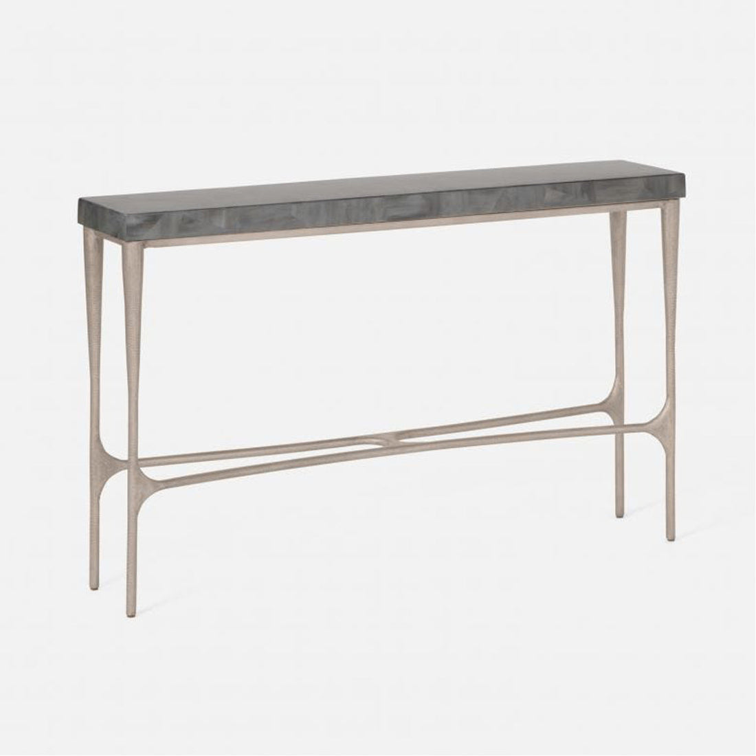 Made Goods Giordano Sculptural Console Table in Beige Crystal Stone