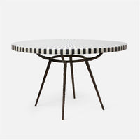 Made Goods Grace Pitted Iron Dining Table in Black/White Stripe Marble