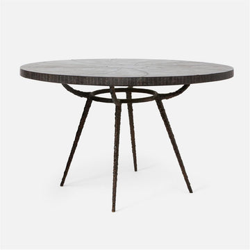 Made Goods Grace Pitted Iron Dining Table in Zinc Metal