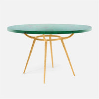 Made Goods Grace Pitted Iron Dining Table in Emerald Shell