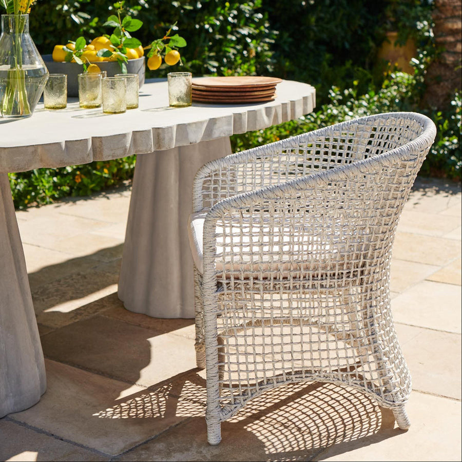 Made Goods Helena Open-Weave Barrel Outdoor Dining Chair in Clyde