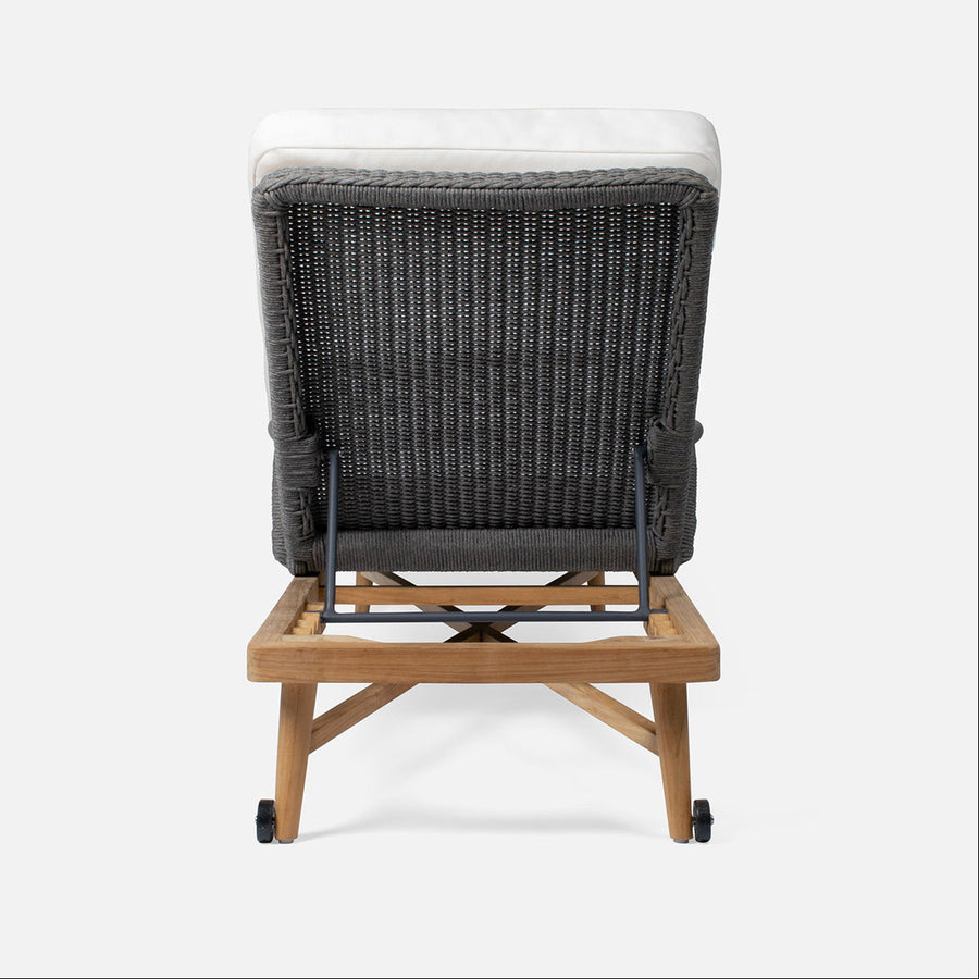Made Goods Hendrick Teak Outdoor Chaise Lounge in Danube Fabric