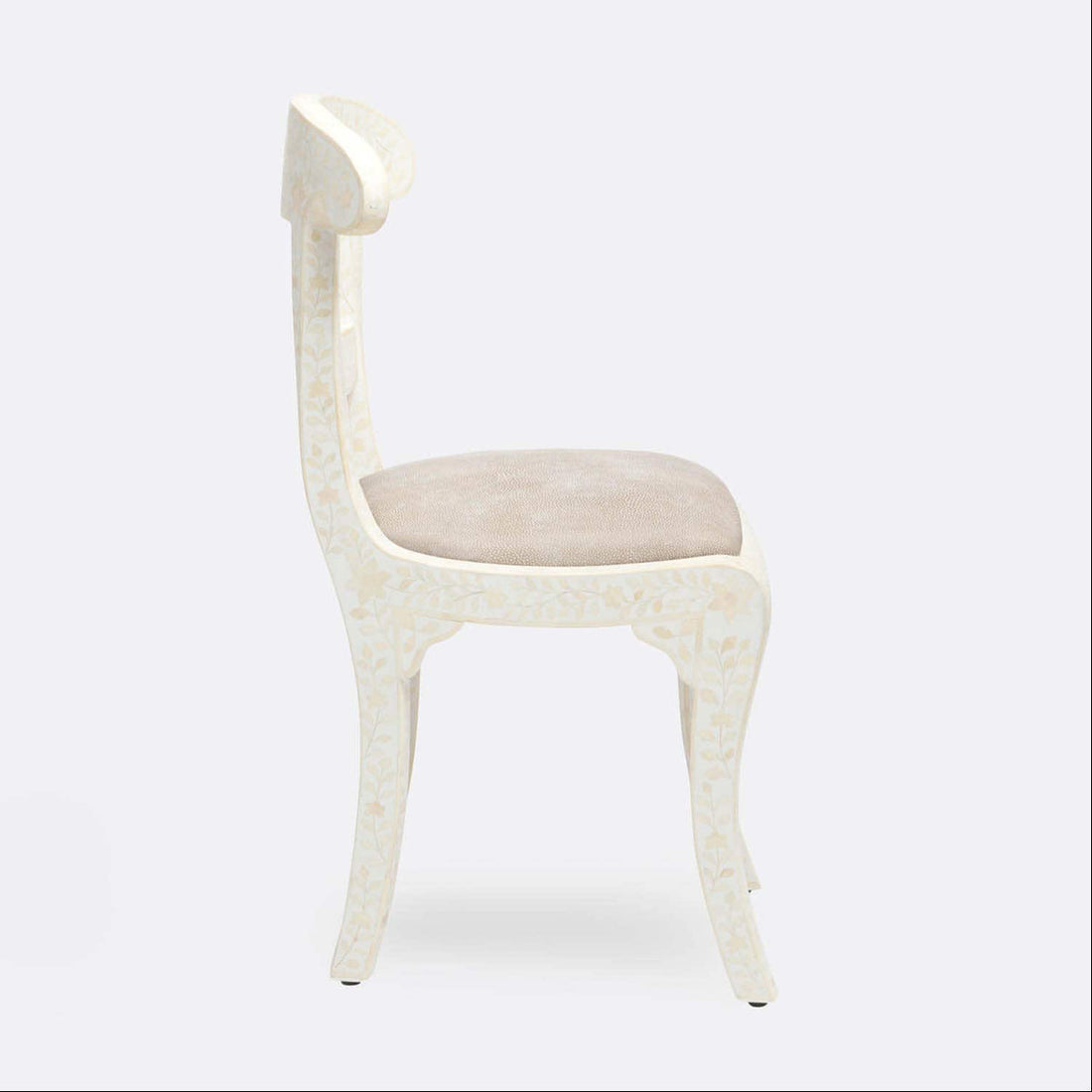 Made Goods Ines Rajasthan Bone Inlay Accent Chair in White Resin
