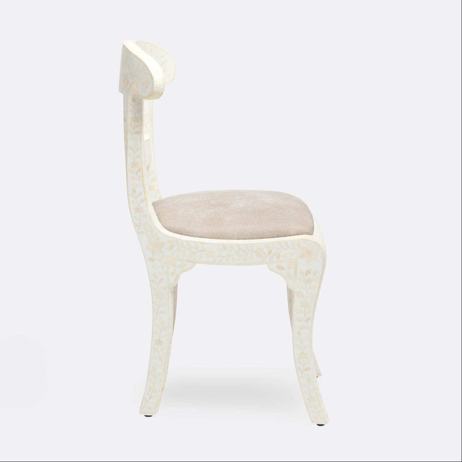 Made Goods Ines Rajasthan Bone Inlay Accent Chair in White Resin