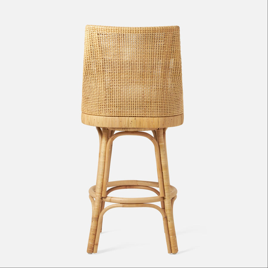 Made Goods Isla Woven Rattan Bar Stool in Clyde Fabric