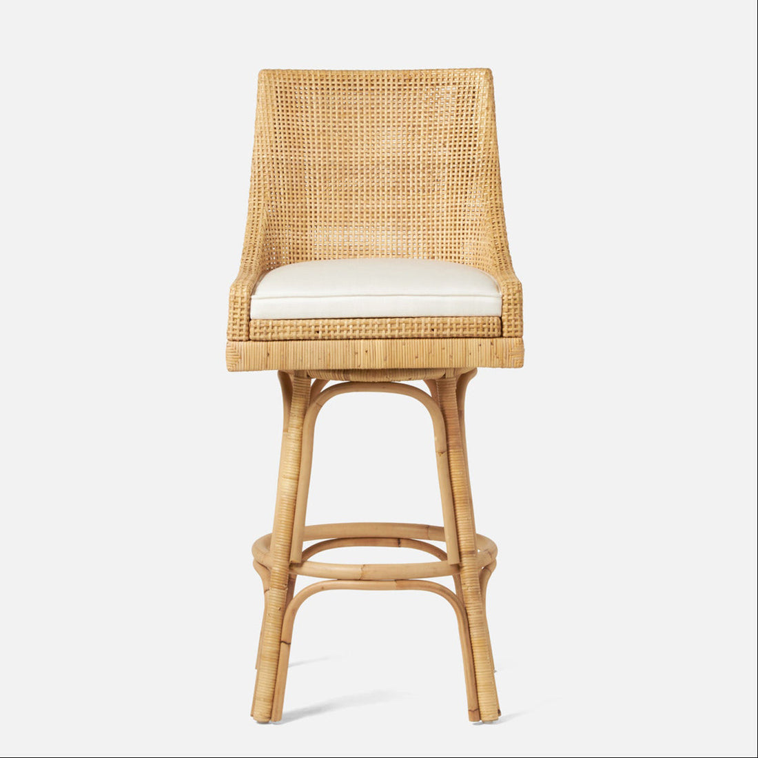 Made Goods Isla Woven Rattan Bar Stool in Clyde Fabric