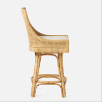 Made Goods Isla Woven Rattan Counter Stool in Rhone Leather