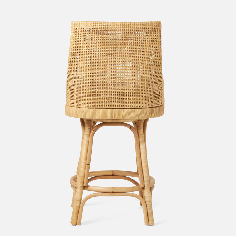 Made Goods Isla Woven Rattan Counter Stool in Volta Fabric