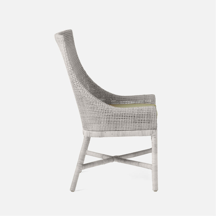Made Goods Isla Woven Rattan Dining Chair in Garonne Leather