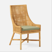 Made Goods Isla Woven Rattan Dining Chair in Rhone Leather