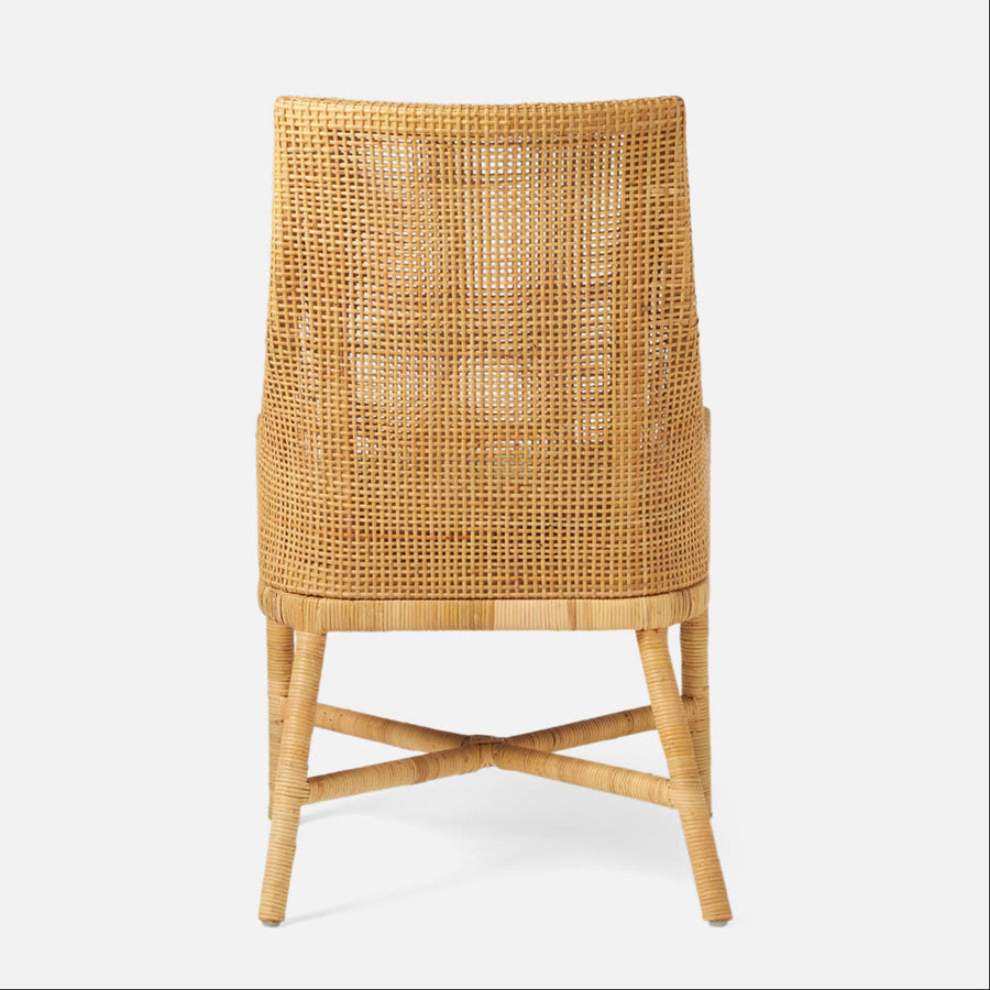 Made Goods Isla Woven Rattan Dining Chair in Colorado Leather