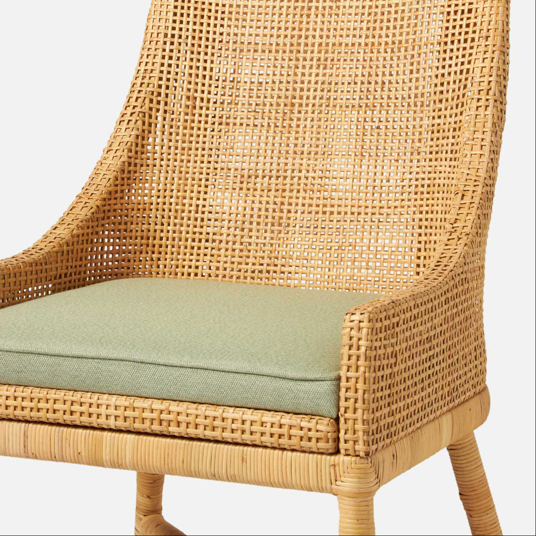 Made Goods Isla Woven Rattan Dining Chair in Garonne Leather