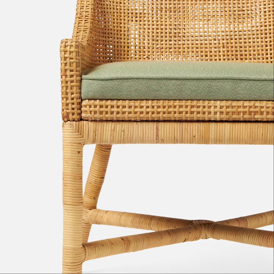 Made Goods Isla Woven Rattan Dining Chair in Colorado Leather
