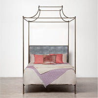 Made Goods Janelle Scalloped Iron Canopy Bed in Marano Wool-on Lambskin